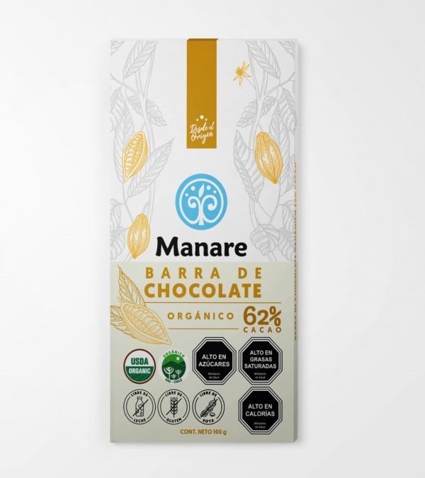 Barra de chocolate orgánico 62% Manare