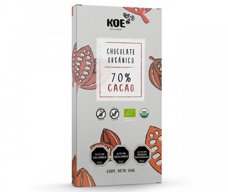 Barra de chocolate orgánico 70% cacao Koe