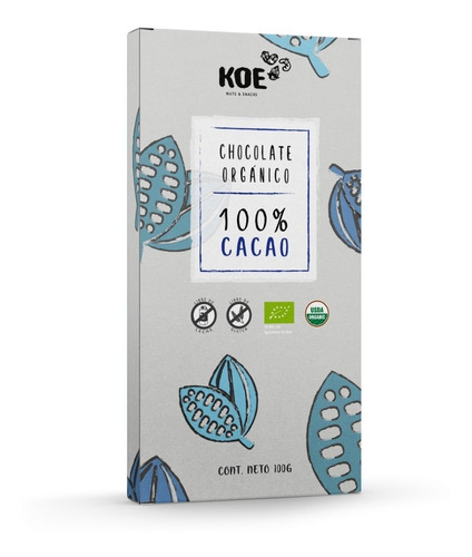 Barra de chocolate orgánico 100% cacao Koe